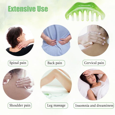 SHEHARUHI 3 PCS Jade Combs Massage Stone Head Scalp Neck Shoulder Massager Meridians Massager Esthetician Facial