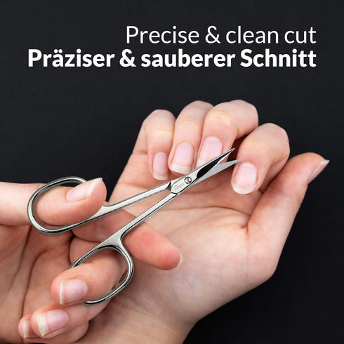 Solingen Cuticle Scissors, Germany - Curved Blade Pedicure Beauty Grooming Kit for Eyebrow, Eyelash, Dry Skin