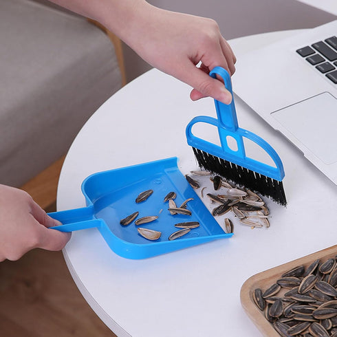 Set, AUNMAS Mini Dustpan and Brush Portable Compact Dust Pan and Hand Broom with Nesting Snap On Design for Home Table