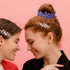 ISKYBOB 2 Pieces Rhinestone Flower Ponytail Holder Twist Bun Shaper Hair Grips Claw, Wine Red + Multicolored