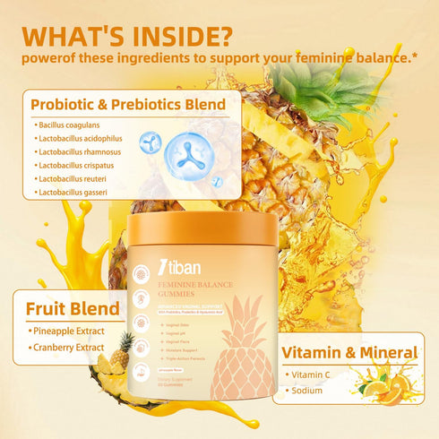 Gummies Gummy, Immune 60 Gummies 30 Pineapple for Women pH, Premium Feminine pH Balance Vaginal Probiotics, Support