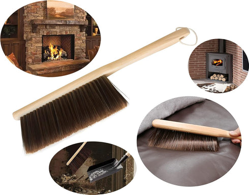 Wooden Handle Broom Cleaning Brush, 14" Soft Bristle Brush for Home Cleaning Dust, Sofa, Clothes, and Furniture