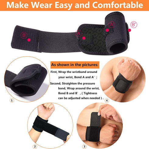 Wrist Brace, 2 PACK Wrist Wraps for Carpal Tunnel, Adjustable, Comfortable Straps for Weightlifting and Pain Relief