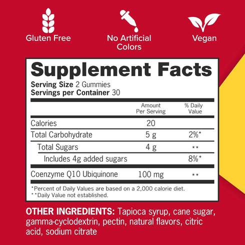 Qunol CoQ10 Gummies, 100mg CoQ10, Delicious Gummy Supplements, Supports Heart Health, Vegan, Gluten Free, Ultra High