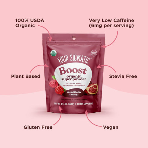 Four Sigmatic Organic Pre Workout Powder with Superfood Adaptogens & Antioxidants | Natural Pre Workout with Beetroot