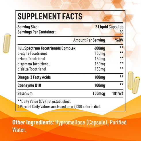 Kroppssund Tocotrienols 800mg Supplement, 120 Liquid Capsules, Rich in Vitamin E for Antioxidant & Cardiovascular