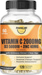 Vitamin C 2000MG, Zinc 40 mg, Vitamin D3 5000 IU, Echinacea Extract, 120 Vegan Caps, Immune Support for Adults & Kids