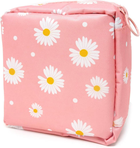 Honbay Daisy Large Capacity Sanitary Napkin Bag, Tampons Pouch, Nursing Pad Holder, Coin