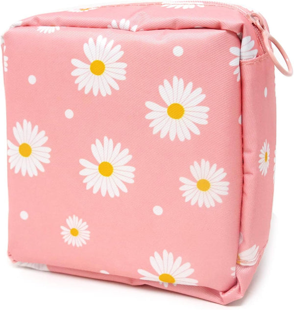 Honbay Daisy Large Capacity Sanitary Napkin Bag, Tampons Pouch, Nursing Pad Holder, Coin