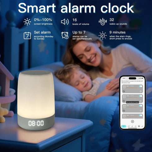PLJVOYK 32 Sound Machine White Noise Machine with Soothing Sounds, Bluetooth Speaker Alarm Clocks for Bedrooms