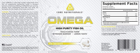 Core Nutritionals Platinum Omega High Purity Fish Oil, 720mg EPA, 480mg DHA for Health Support (120 Count)