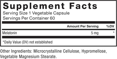 FORCE FACTOR Melatonin 5mg - 60 Vegetable Capsules, Drug-Free, Vegan & Non-GMO