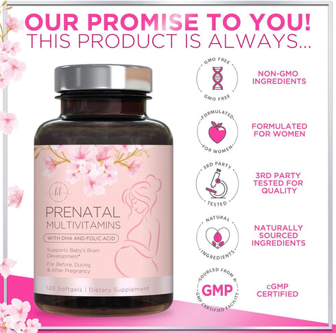 Hello Lovely! Women's Prenatal Multivitamin with Folic Acid + DHA - Prenatal Vitamins with Folate, Omega 3, Vitamins