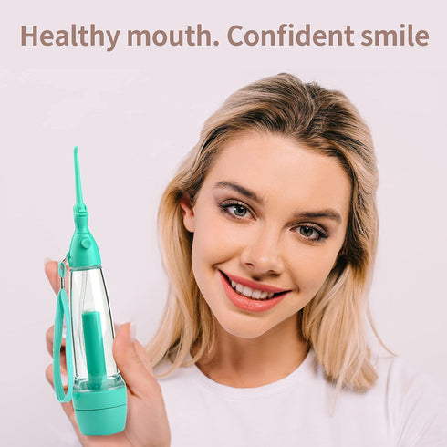 Cordless Water Dental Flosser, Non-Electric Portable Manual Air Pressure Dental Oral Irrigator for Home & Travel
