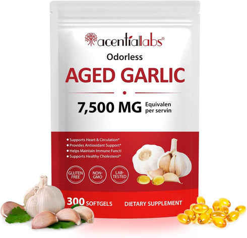 Maaoun Aged Garlic Extract Capsules 300 Softgels | Odorless Aged Garlic Formula from