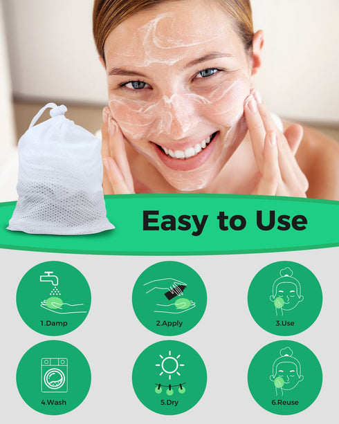 ProCIV Reusable Makeup Remover Pads - 25 Packs Washable Organic Cotton Rounds with Laundry Bag (Black)