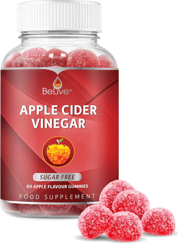 BeLive Apple Cider Vinegar Gummies - Sugar-Free Detox & Cleanse, Vegan, Keto Friendly, 60 Ct