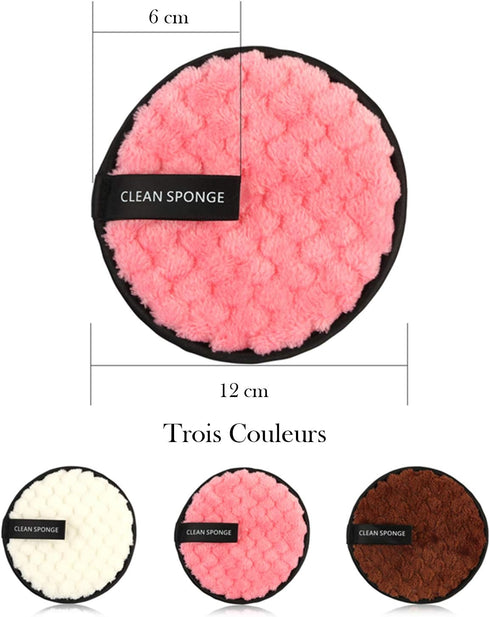 Vtrem 3 Colors Makeup Remover Pads, Reusable Soft Facial Cleaning Puffs, Double-Side Washable Microfiber Cloth