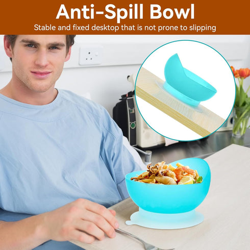 Scooper Bowl with Suction Cup Base, Anti Spill Adaptive Tableware Utensils Disability Aids for Elderly Parkinsons