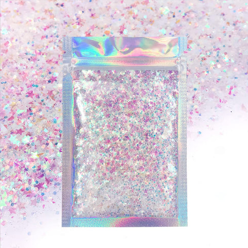 Iridescent Body Glitter, 15g Chunky Holographic Glitter for Face, Hair, Eye, and Body, Festival Accessories