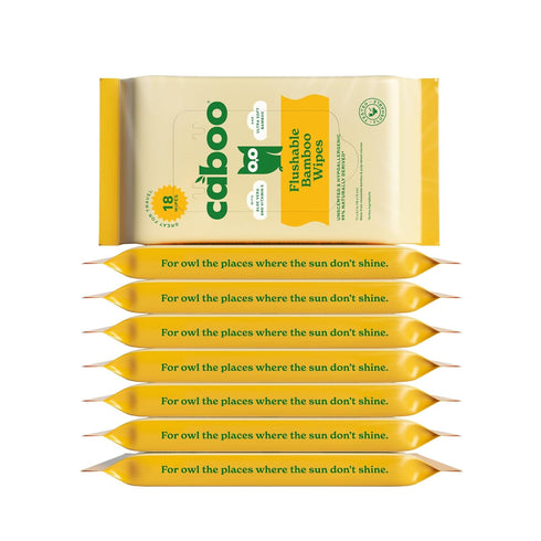 Pack 8, 144 Caboo Tree Free Flushable Wipes, Travel Wipe, Certified Flushable, Septic Safe, Biodegradable Wipe