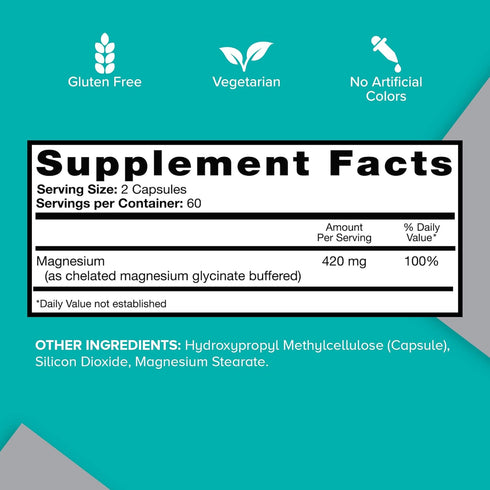 Qunol Magnesium Glycinate Capsules 420mg, Extra Strength High Absorption Magnesium Supplement for Bone and Muscle