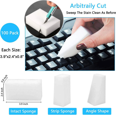 100 Pack Magic Sponge Eraser - Premium Melamine Foam for Multi-Functional Household Cleaning, No Scratch Pads