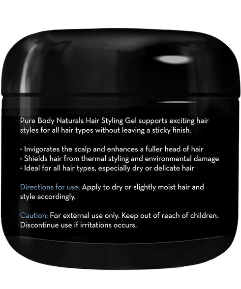 Pure Body Naturals Hair Gel for Men, 4 Fl Oz, Natural Ingredients with Aloe