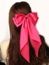 Satin Big Hair Bows Clips for Women, Large Hot Pink Hair Accessories, Pack of 2