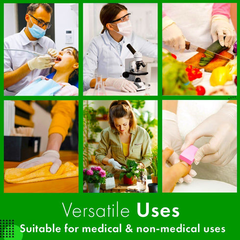 Green Direct Disposable Latex Gloves, Powder Free Cleaning Gloves, Size Medium, Pack of 100