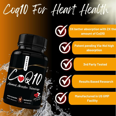 Advanced Absorption 200mg CoQ10 w/Black Pepper Extract. 90 Softgels. Antioxidant Supplement, Heart & Vascular Health, Brain Health, Organic, Gluten Free, Energy Production