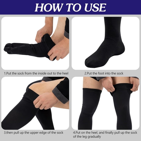 MGZTTHW 20-30mmHg Compression Socks, Men's Thigh High Compression Stockings with Non-slip Silicone