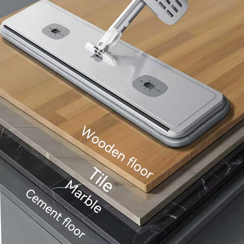 YIMCABDG 4 61" Hands Free Microfiber Mop with Washable Pads, Stainless Steel Handle, Efficient Flat Mop for All Hard