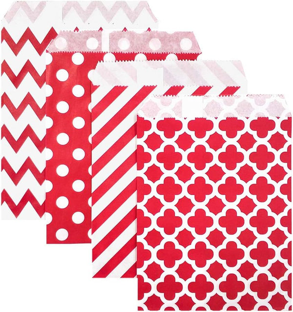 KEYYOOMY 100 Pcs Red Candy Buffet Bags - Small Polka Dot Paper Treat Bags for Parties