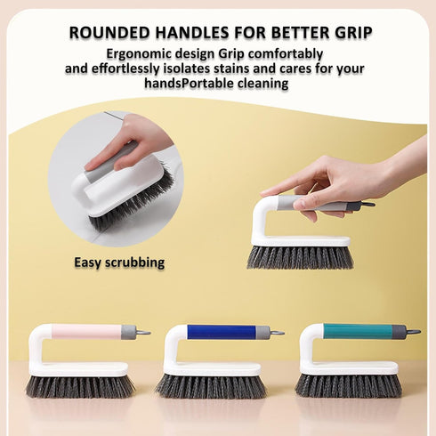 Scrub Brush, Heavy Duty Cleaning Brushes with Handle, 2 Pack for Shower, Bathroom, Kitchen, and Bathtub