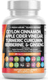 Clean Nutraceuticals Ceylon Cinnamon 3000mg, Turmeric 3000mg, Apple Cider Vinegar 3000mg, Ginseng 2000mg, Berberine