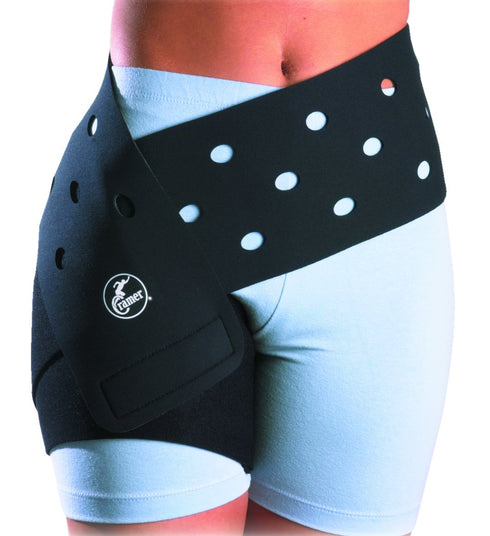 Cramer Groin Hip Spica Support for Groin Strain, Adjustable Neoprene Compression Wrap, Black