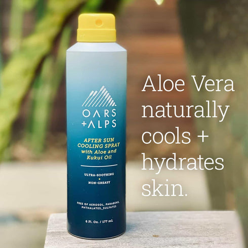 Oars + Alps After Sun Spray with Aloe Vera, Kukui Oil & Niacinamide, Hydrating Skin Care, 6oz