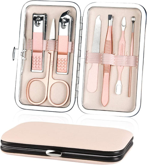 Nail Clippers Set, 7 pcs Professional Portable Manicure Kit with Luxurious Leather Case