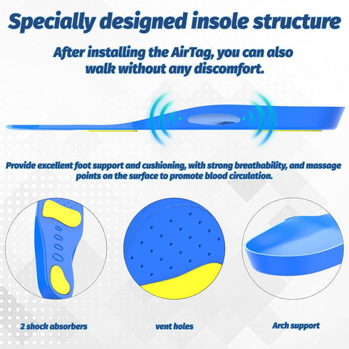 Tasege (Foot:8.7-9.4IN/Insole 9.2-9.8IN/M's 5-M's6/W's 6.5W's 7.5) Insoles for airtag Kids, Kids air-tag Shoe Insert