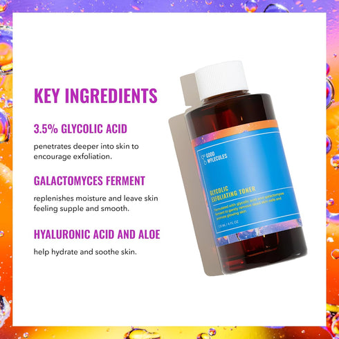 Good Molecules Glycolic Exfoliating Toner - Facial Toner and Exfoliant with Glycolic Acid, Hyaluronic Acid