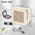 Prite Small Makeup Bag for Women, Portable Clear Cosmetic Bag with Gold Zipper (Beige)