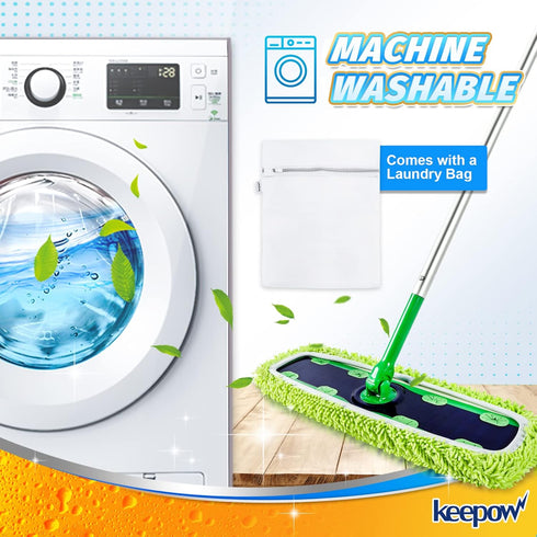 KEEPOW Reusable XL Mop Pads, Compatible with Swiffer XL Sweeper, 4 Pack Washable Microfiber Cloths for Surface/Hardwood