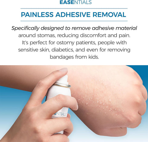 Skin-Friendly No Sting Adhesive Remover Spray, Ideal for Ostomy Patients, Sensitive Skin, and Bandage Removal, Low Residue, Quick Dry, Non-Sticky Formula, Better Than Wipes, 50 ml (2 Pack)