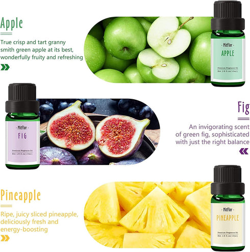 MitFlor Premium Fruit Essential Oils - 6x10ml Fragrance Oil for Candle Soap Making, Summer Diffuser Scents