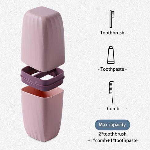 Toothbrush Cup Holder with Cover, Portable Toothbrush Case and Carrier for Bathroom, School, Business Trip