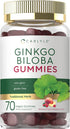 Carlyle Ginkgo Biloba 300mg | 70 Gummies | 45:1 Leaf Extract with Peach Raspberry Flavor | Vegan, Non-GMO, Gluten Free