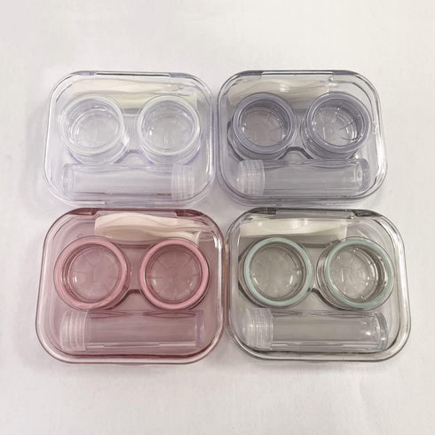 4 Pack Clear Contact Lens Case Travel Kit, Cute Holder with Tweezers Remover Tool, Soak Storage for Travel & Home