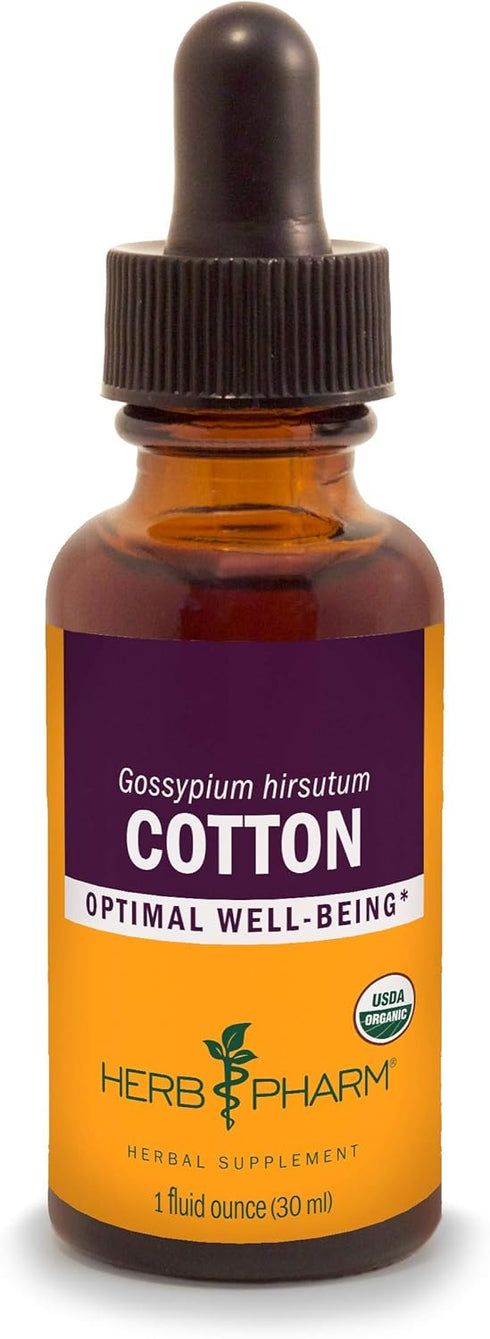 Herb Pharm Certified Organic Cotton Root Liquid Extract - 1 Fl Oz