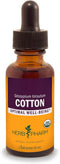 Herb Pharm Certified Organic Cotton Root Liquid Extract - 1 Fl Oz